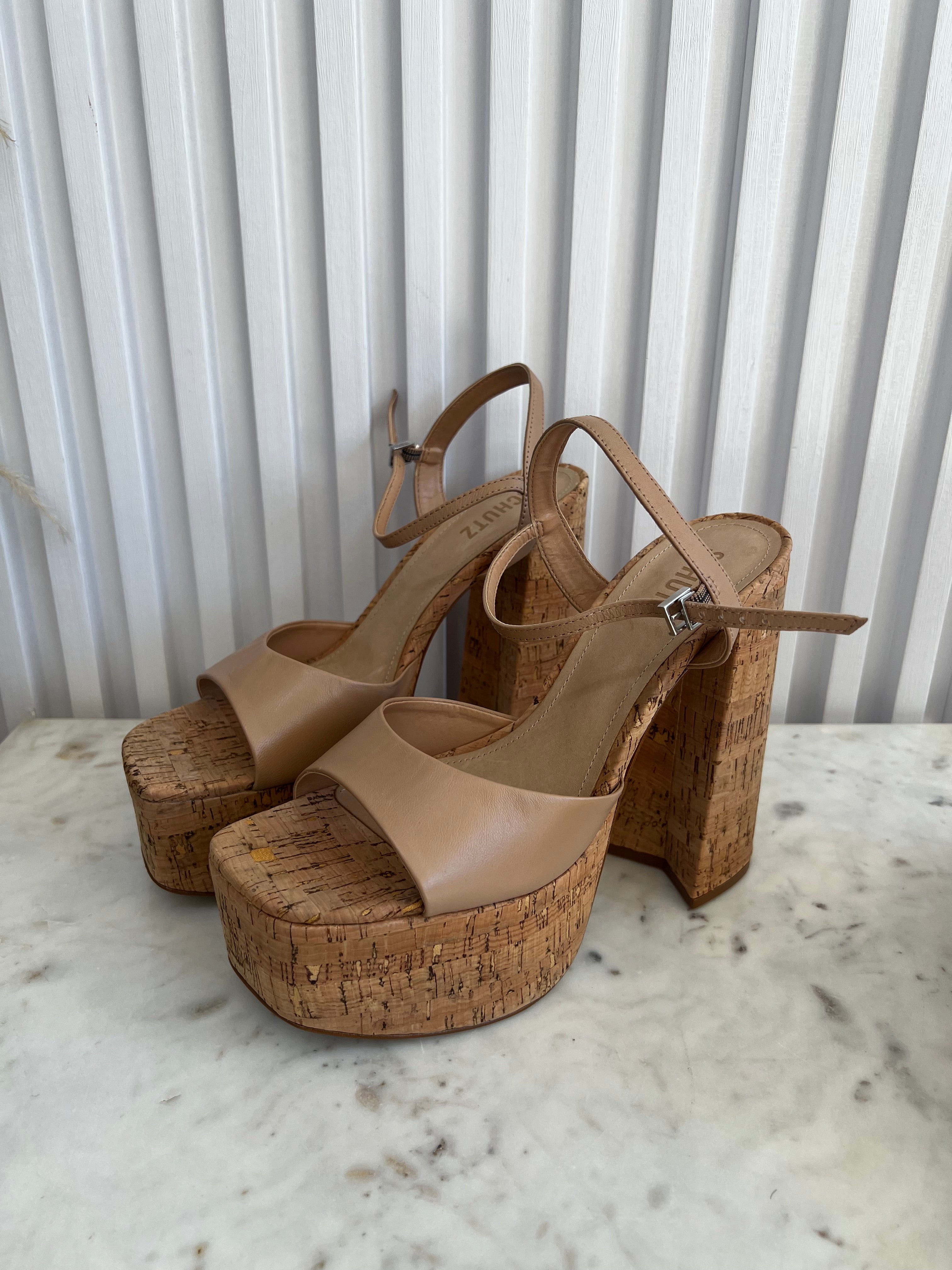 Glayce Ankle Strap Slingback Platform Heels