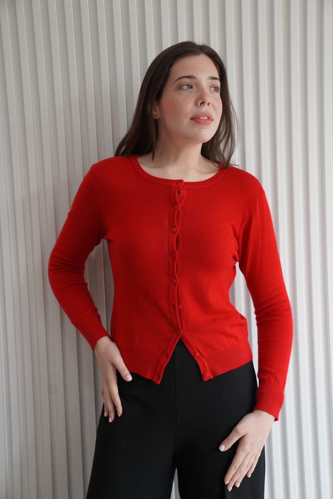 Crewneck Button-Down Cardigan
