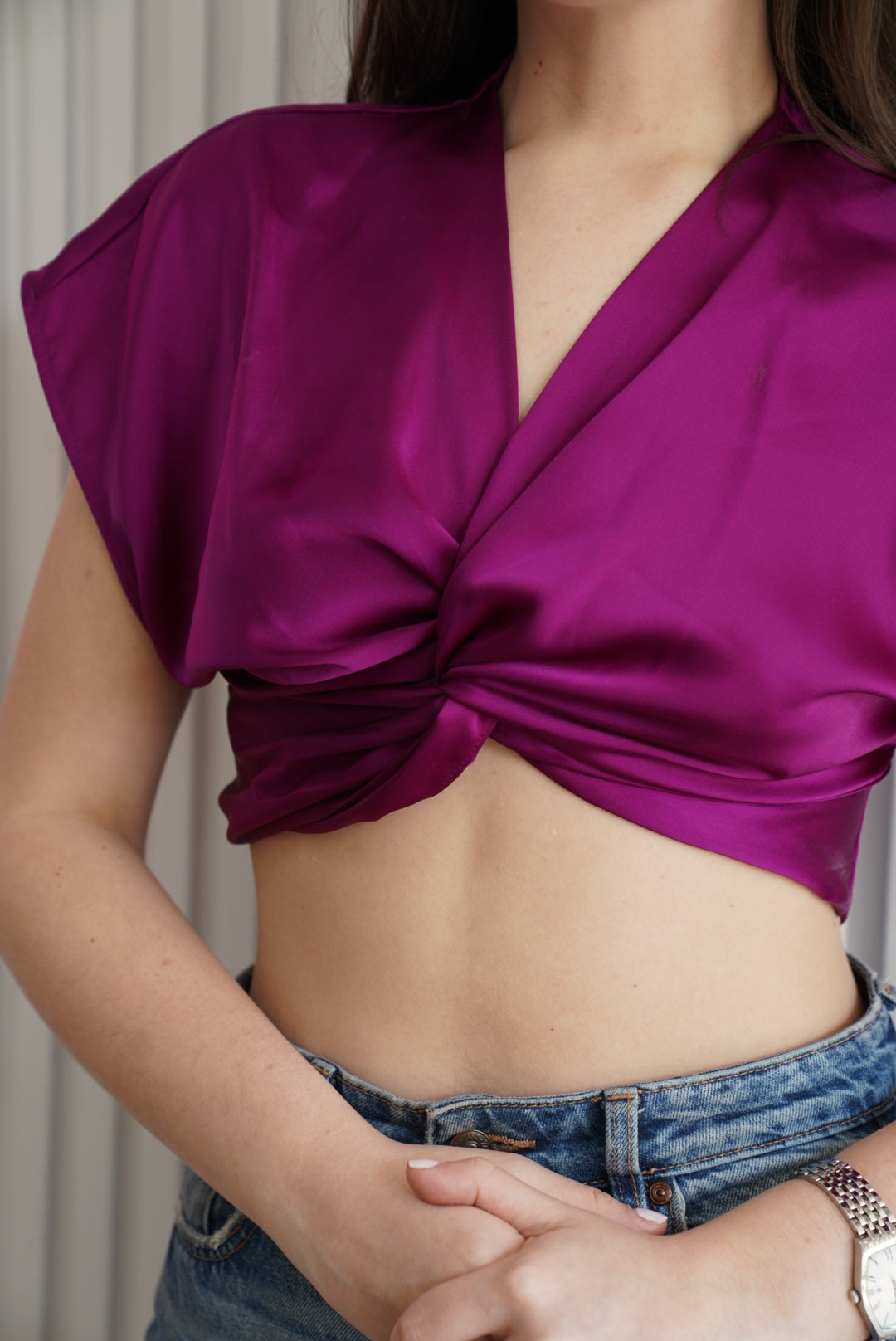 Knotted Satin Effect Top