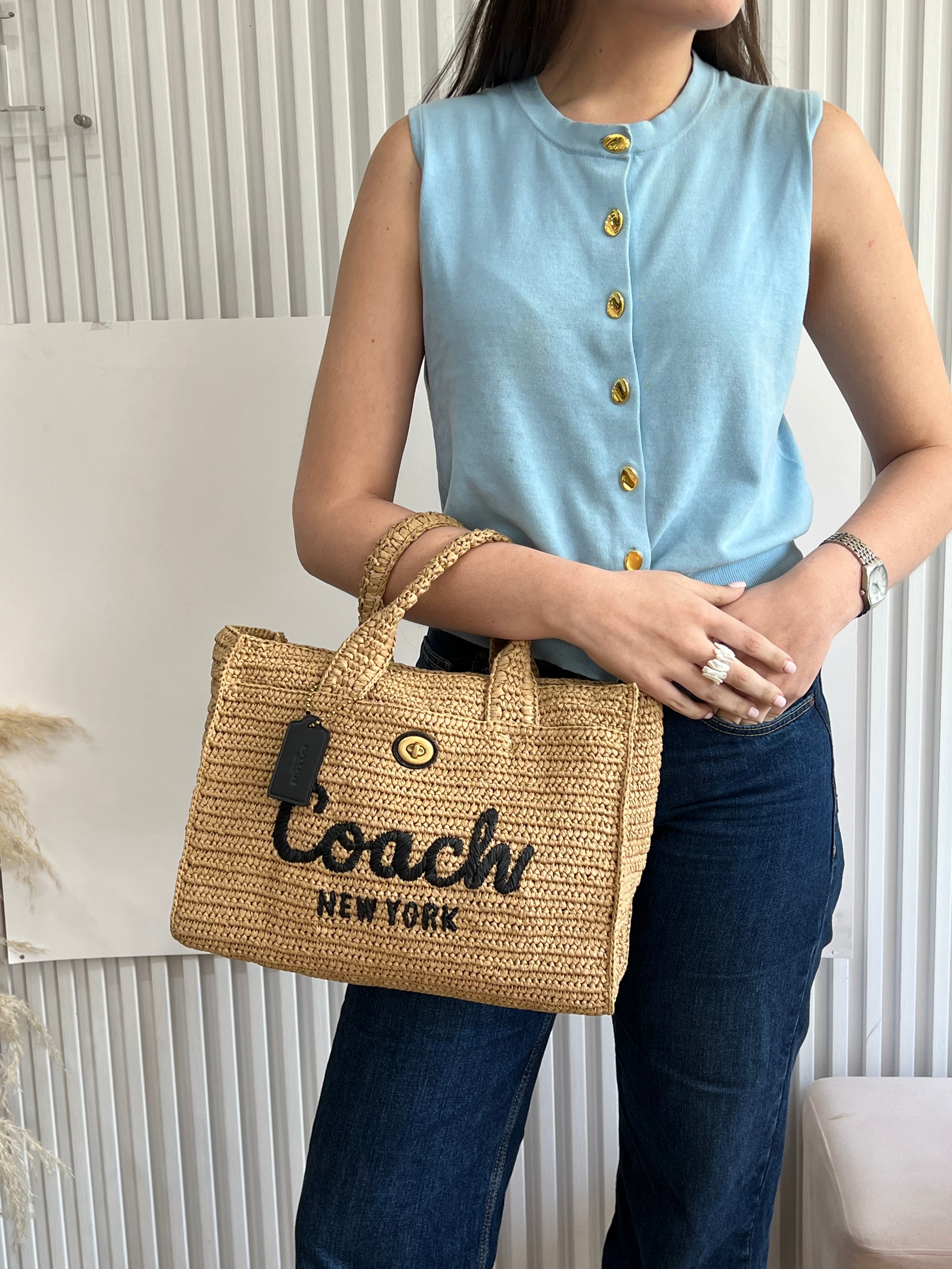 Straw Cargo Tote Bag
