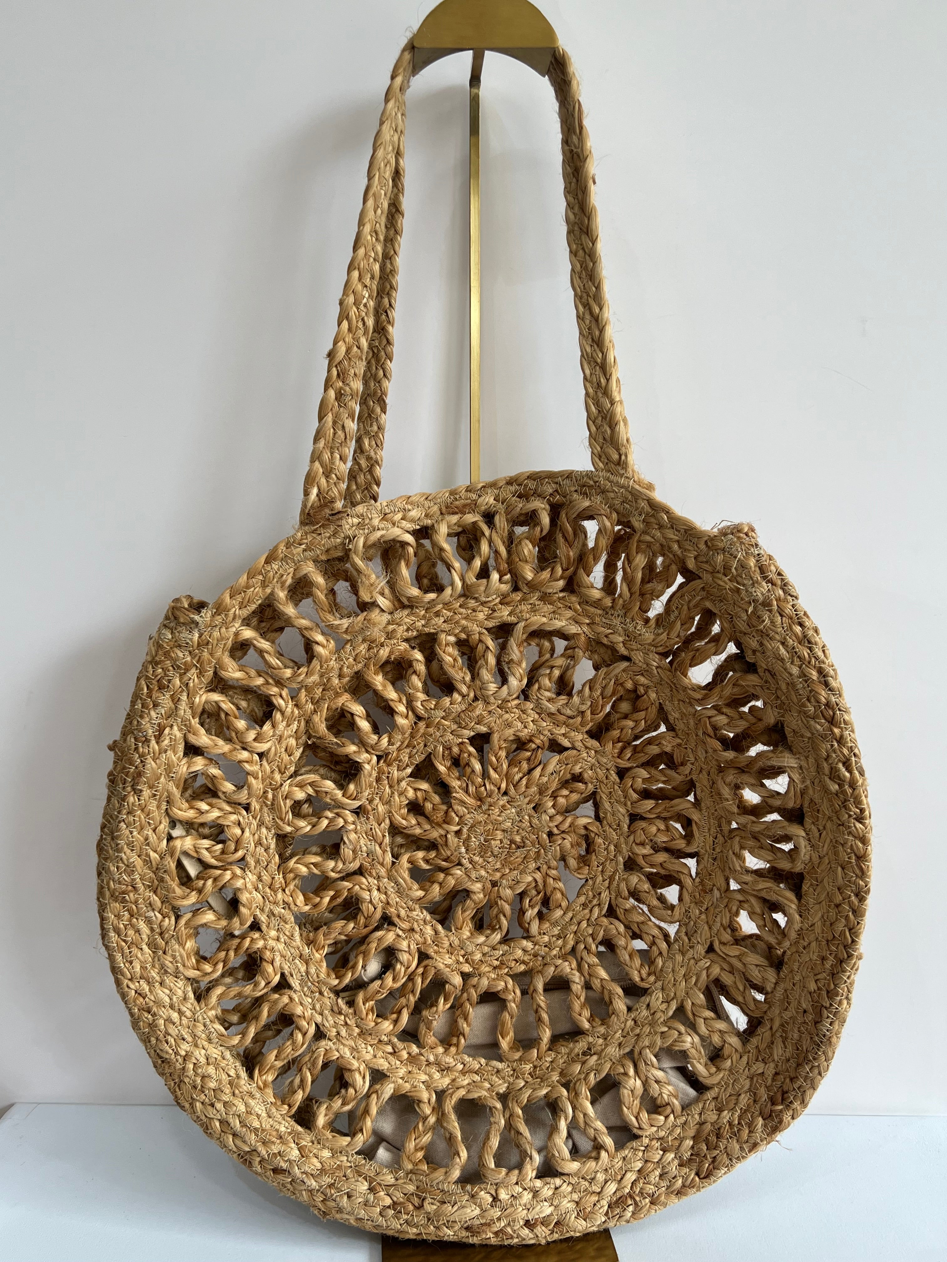 Round Jute Tote Bag