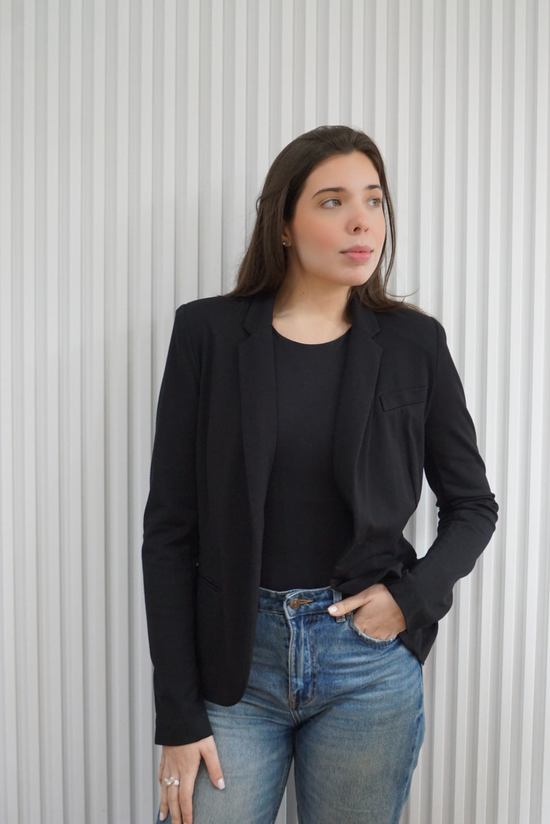 Black Shoulder Pad Blazer