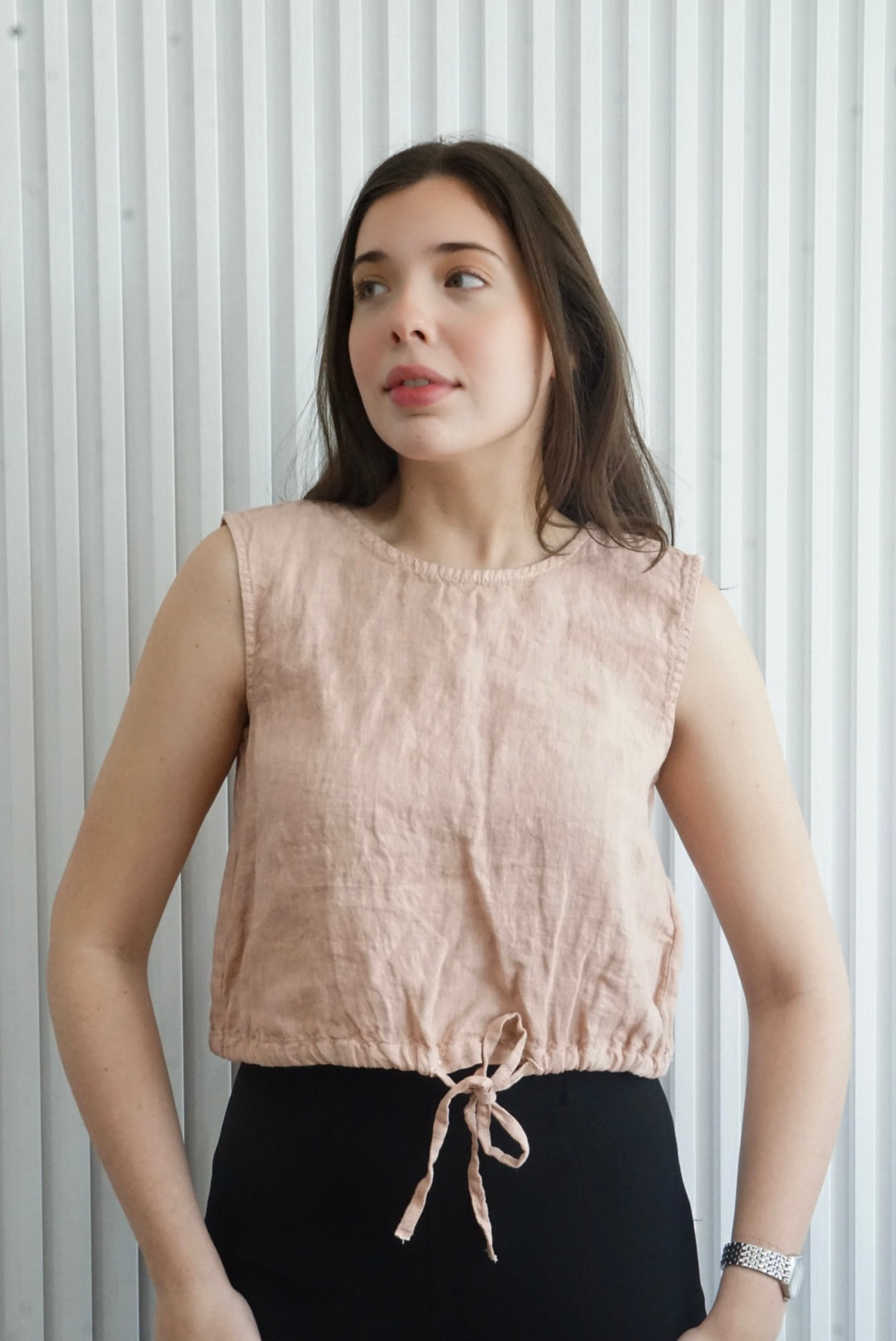 Linen Tie Detail Top