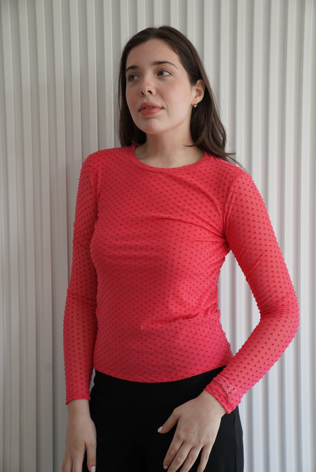 Flocked Semi-Transparent Shirt
