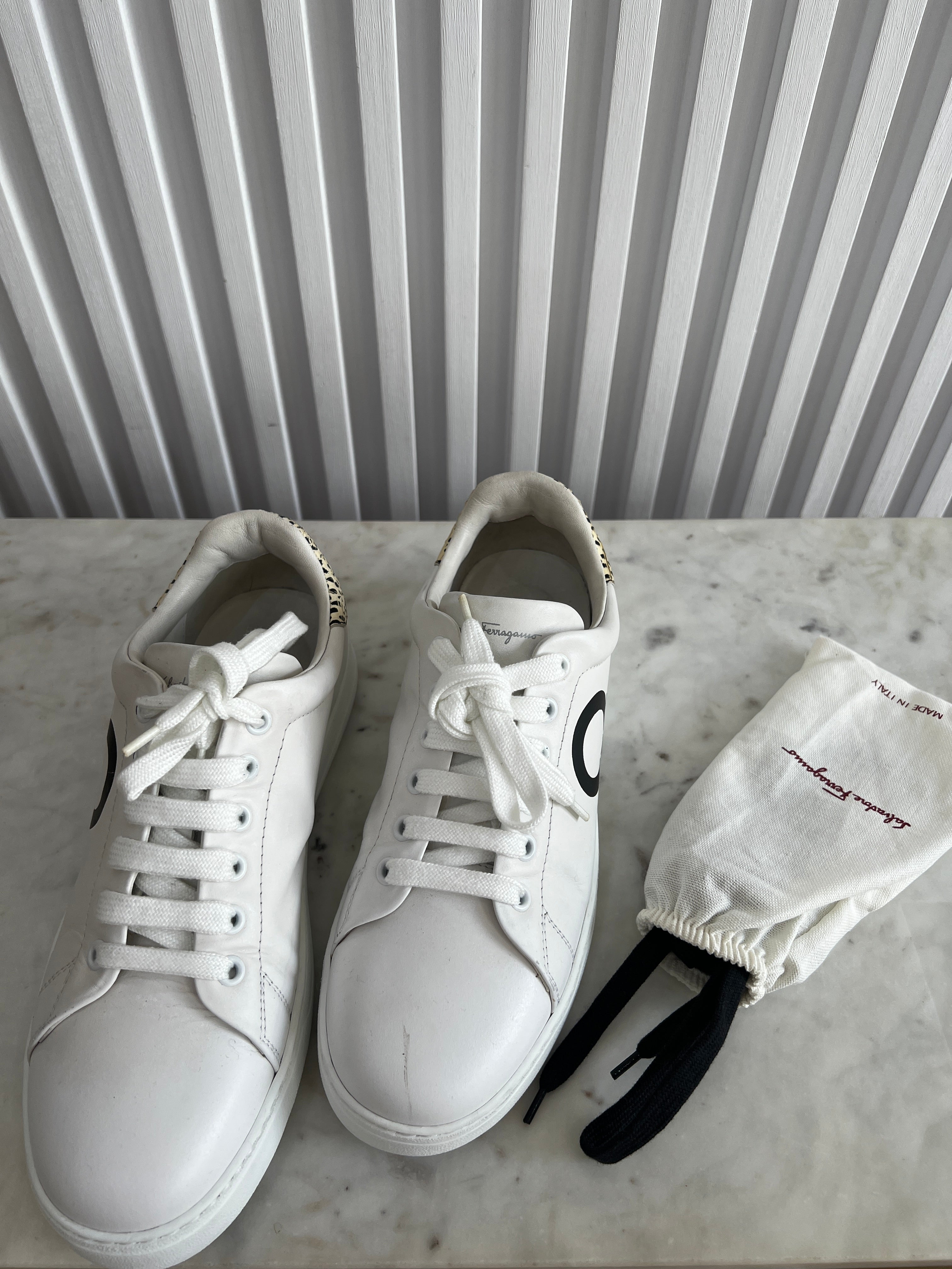 Gancini Snake Print White Sneakers