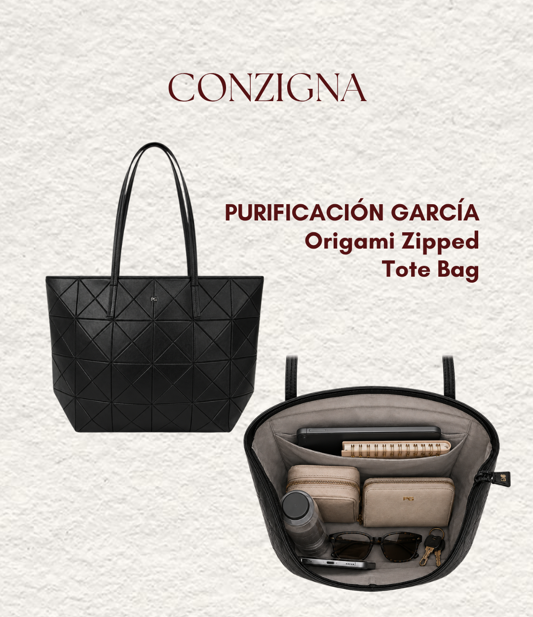 Origami Zipped Medium Tote Bag