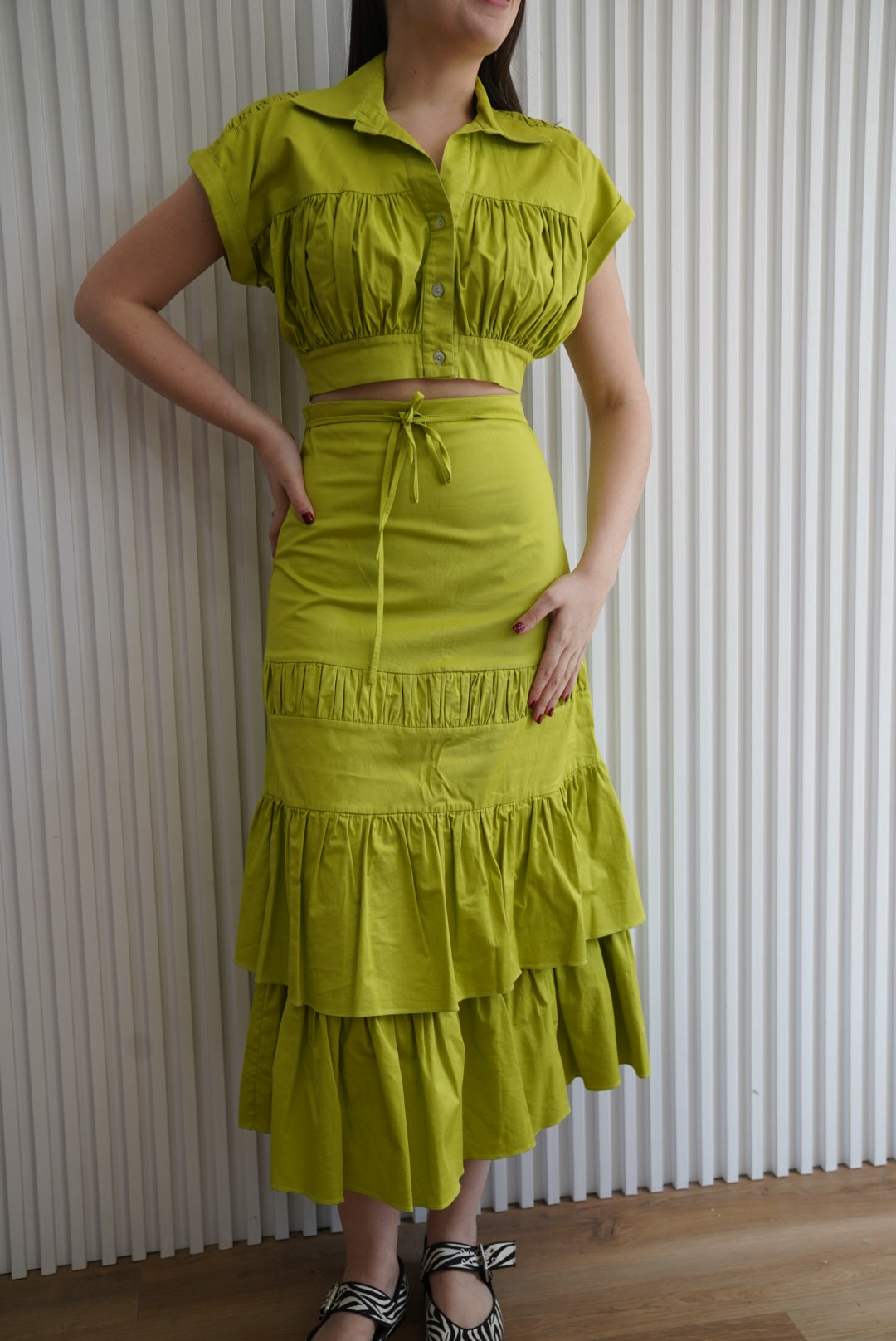 Top & Skirt Light Green Set