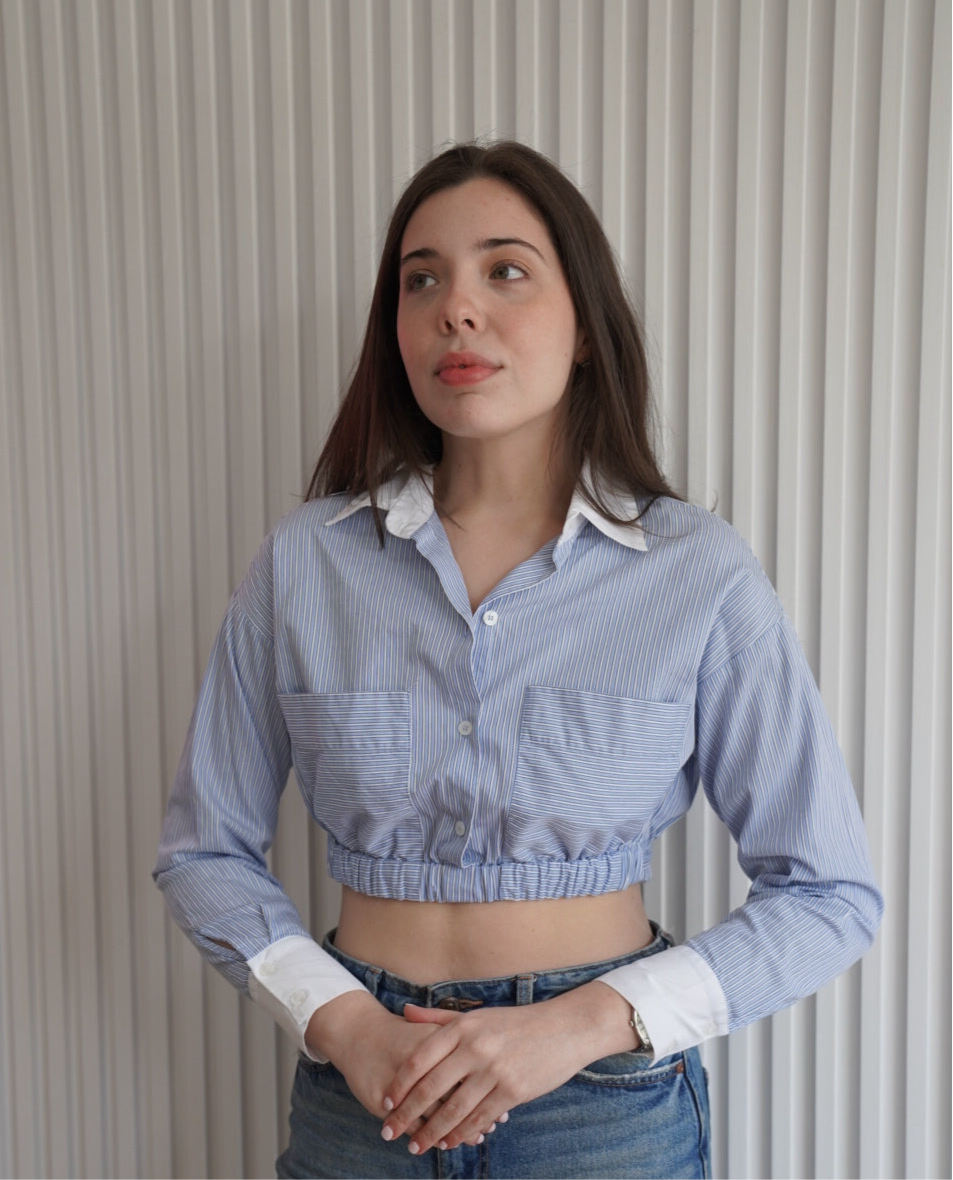 Contrasting Poplin Top