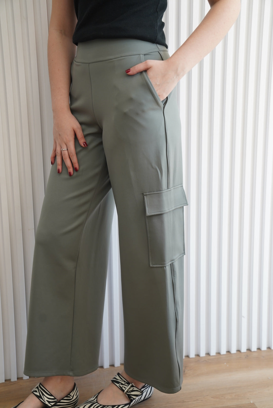 High Waisted Straight Leg Cargo Pant