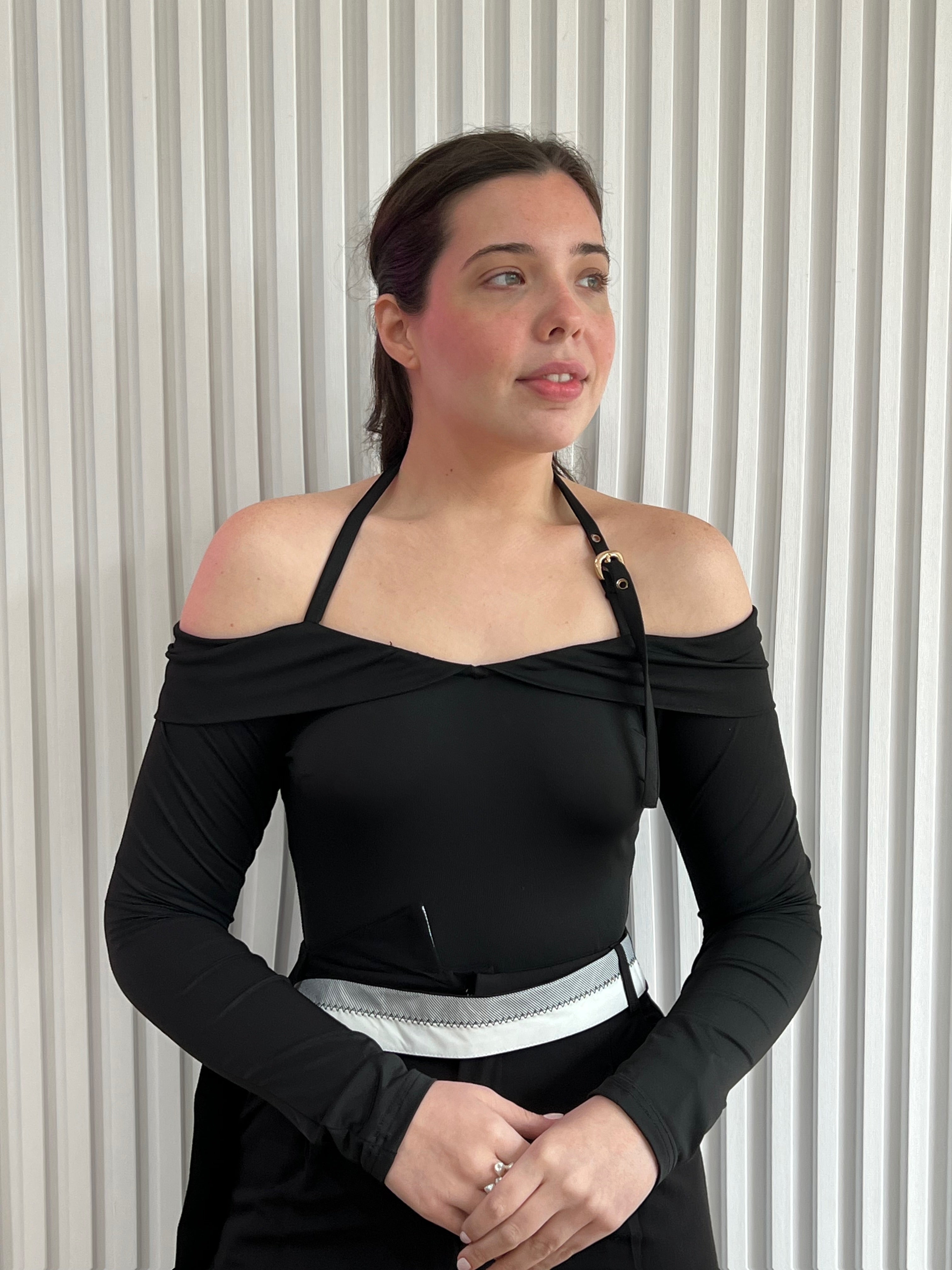 Off-shoulder Halter Strap Bodysuit