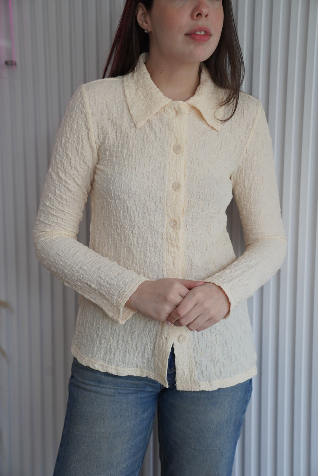 Textured Button Down Shirt