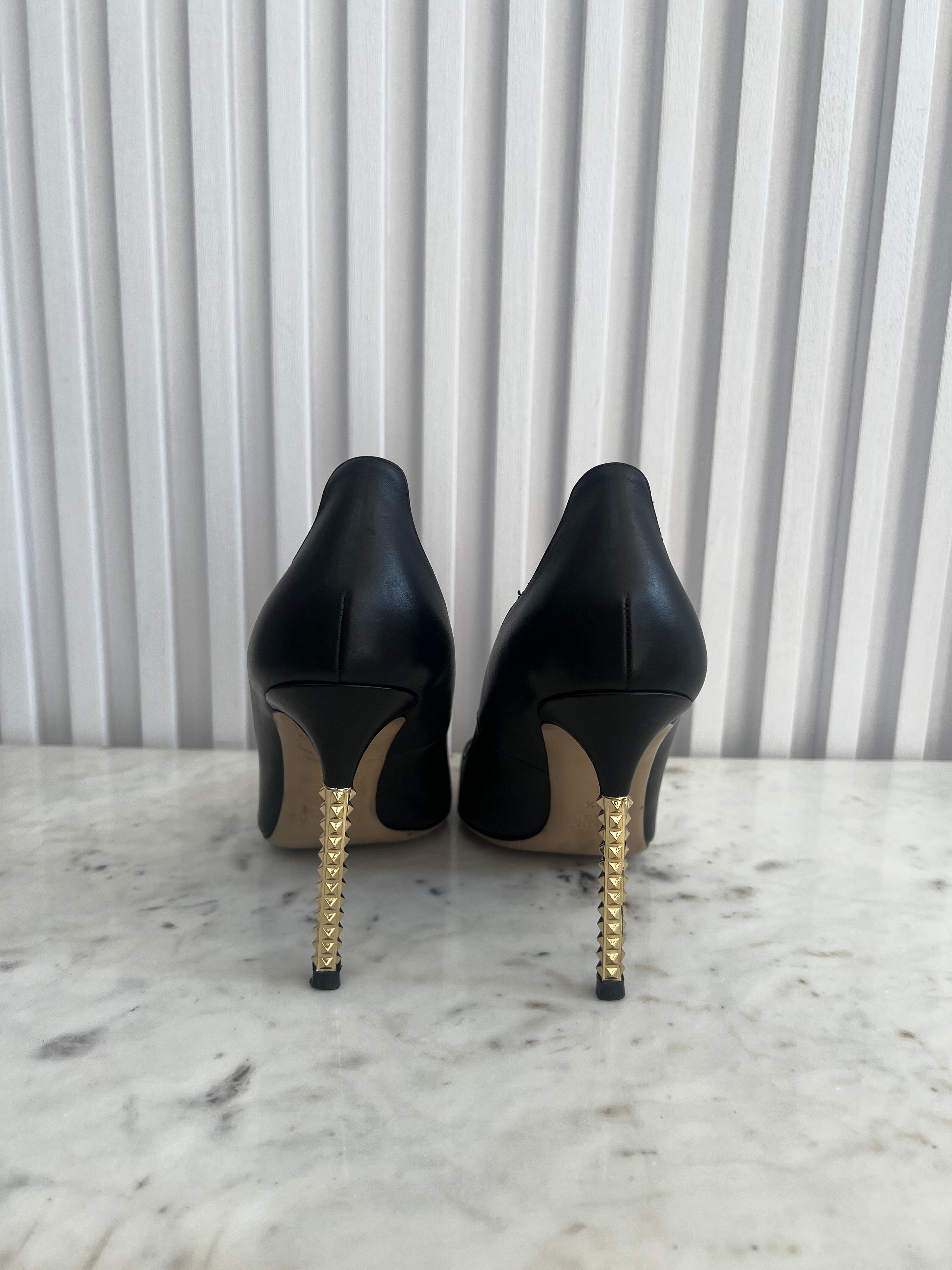 Studded Stiletto Metal Heel Pumps