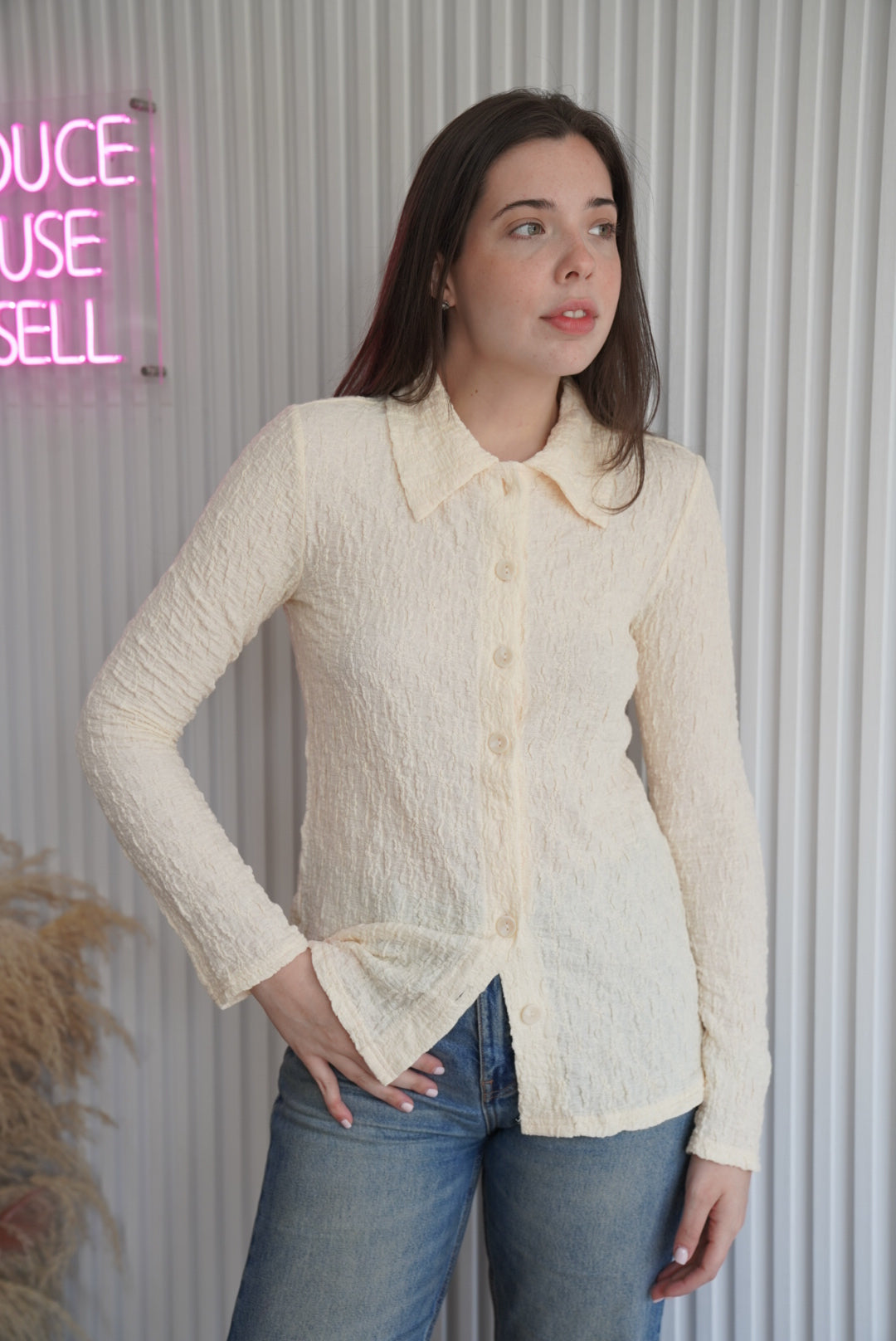 Textured Button Down Shirt
