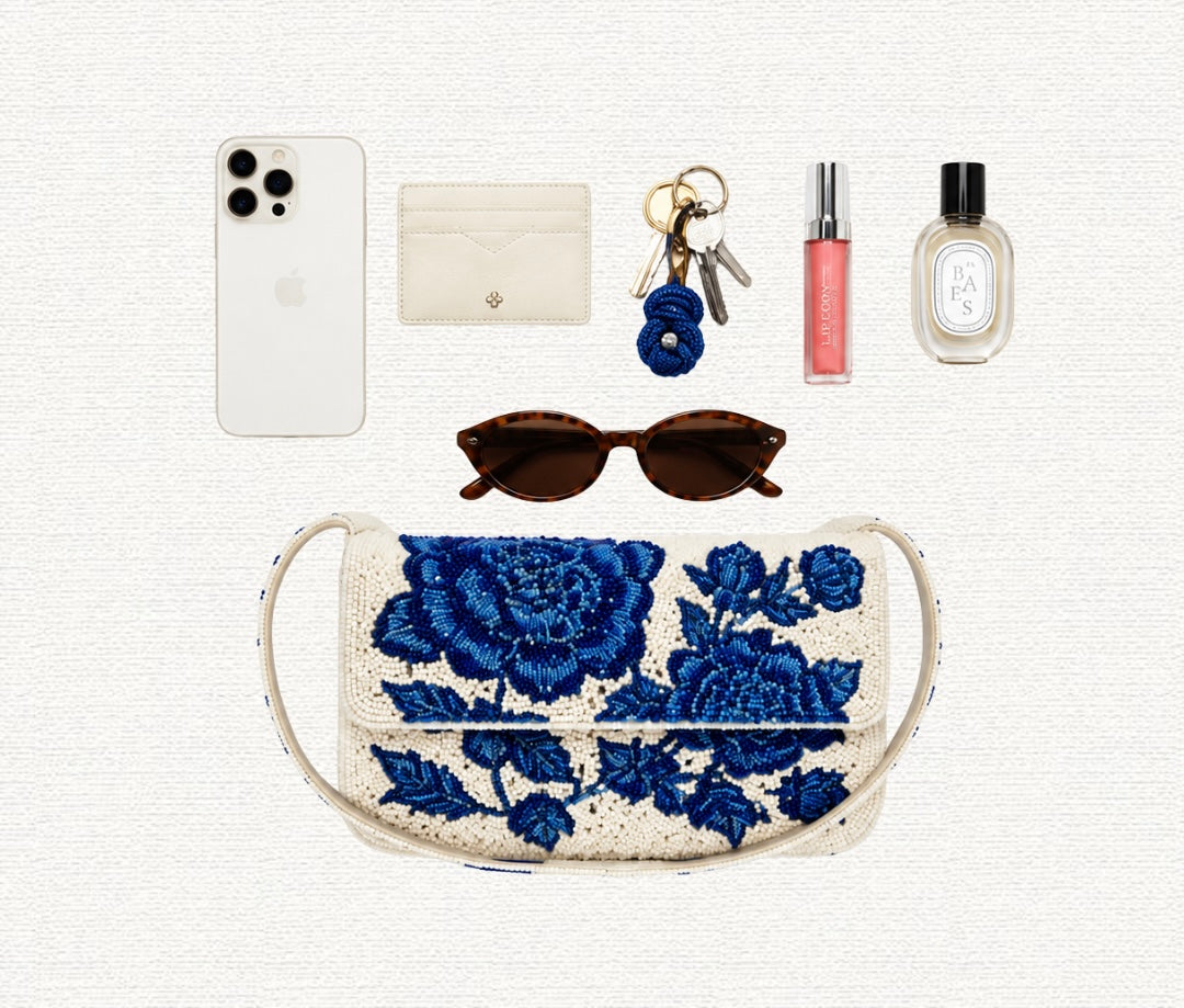 Floral Beaded Shoulder Bag