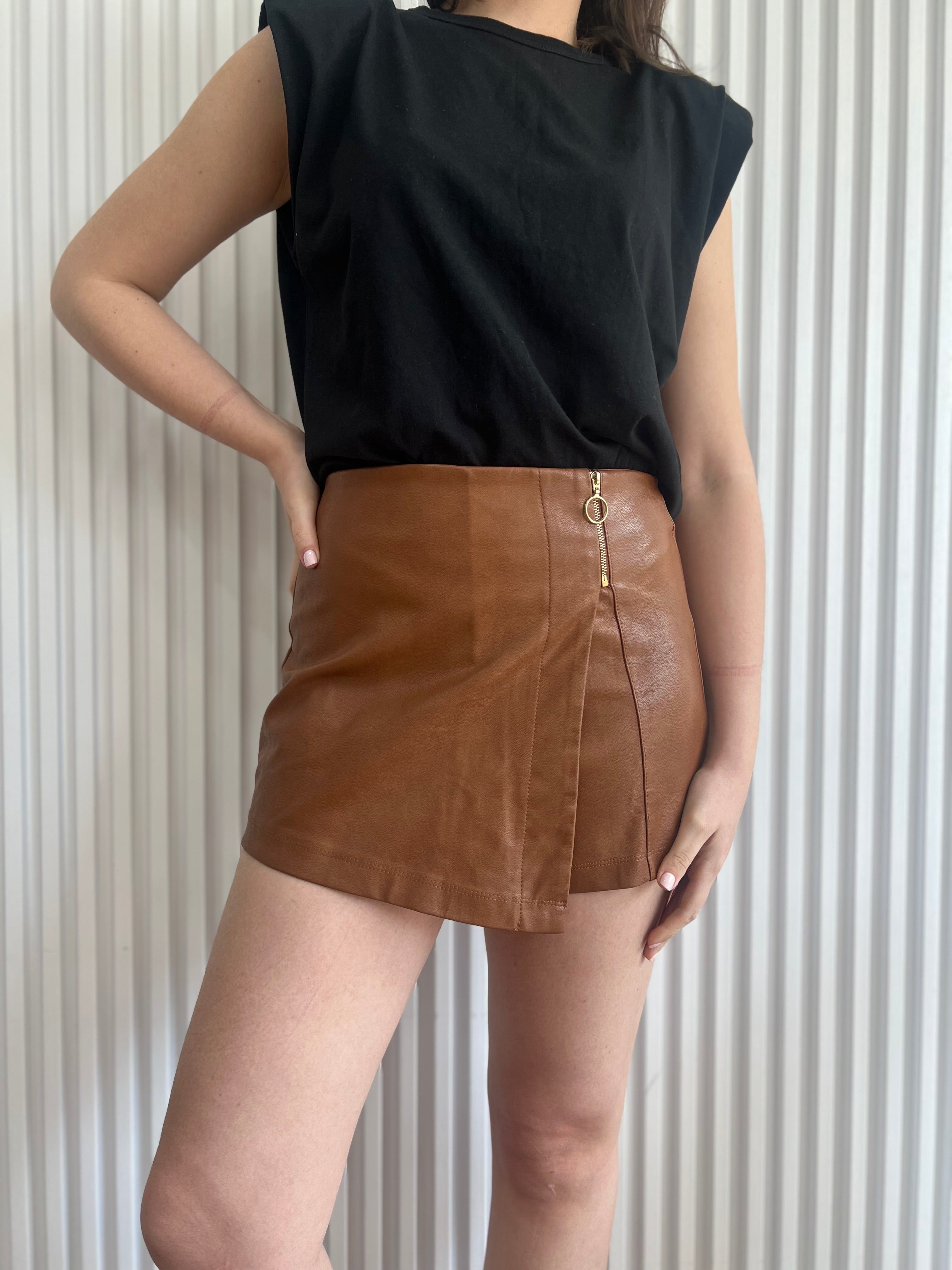 Faux Leather Skort