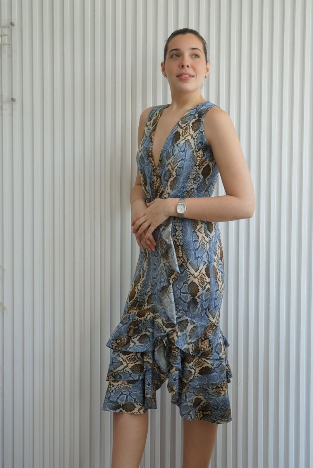 Snake Print Midi Dress
