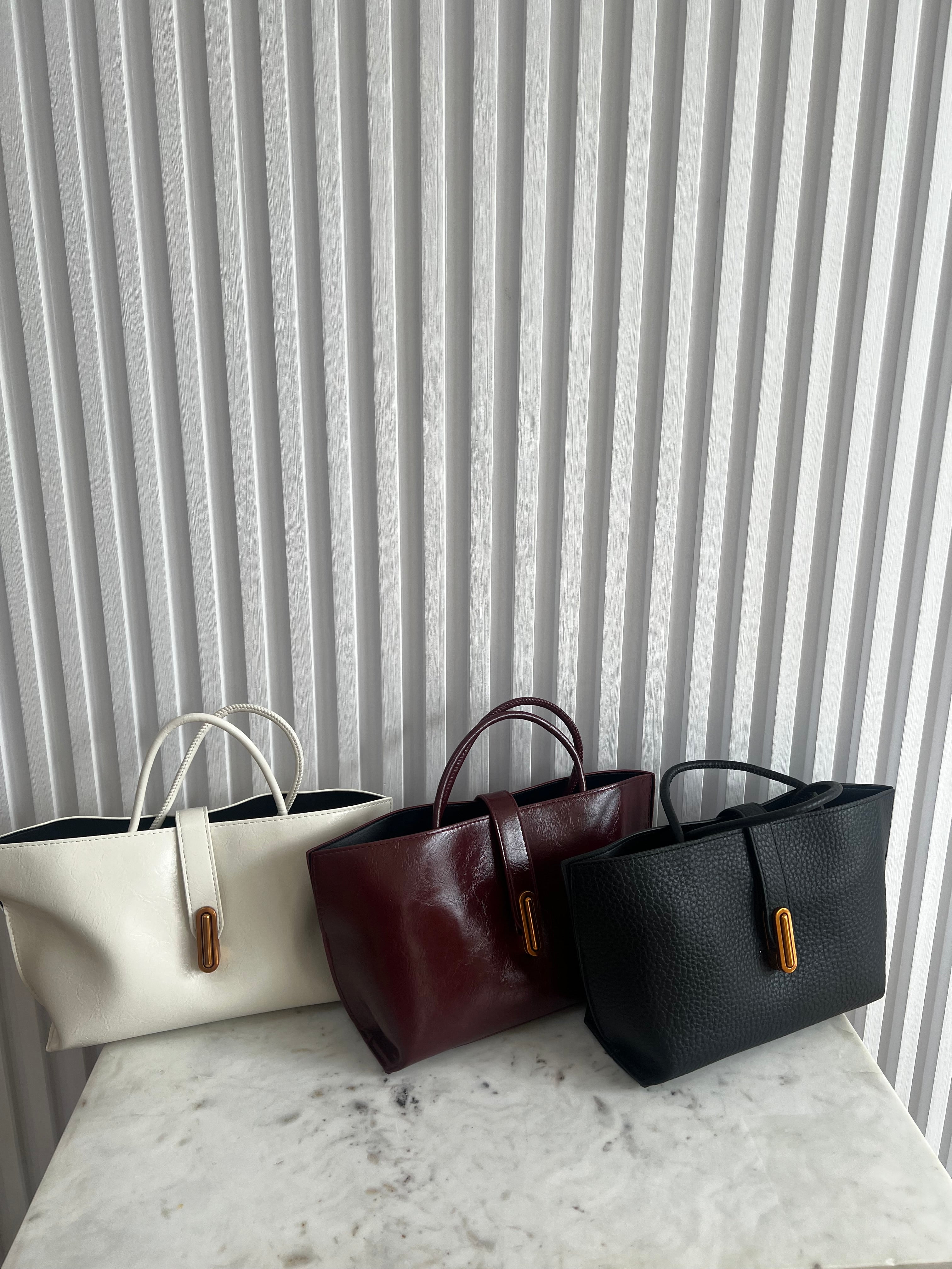 Small Faux Leather Tote Bag