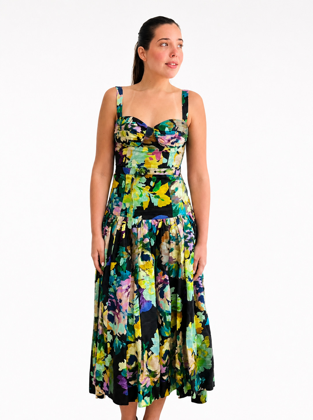 Belted Floral Print Dress