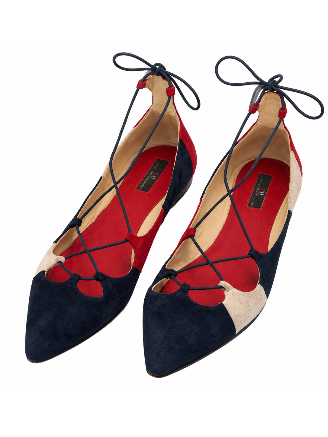 Suede Colorblock Pattern Ballet Flats